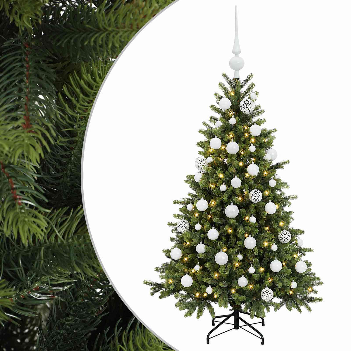 vidaXL Artificial Christmas Tree with Bauble 150 cm 150 LEDs