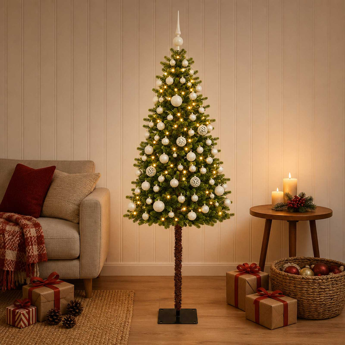 vidaXL Artificial Christmas Tree with Bauble 150 cm 150 LEDs