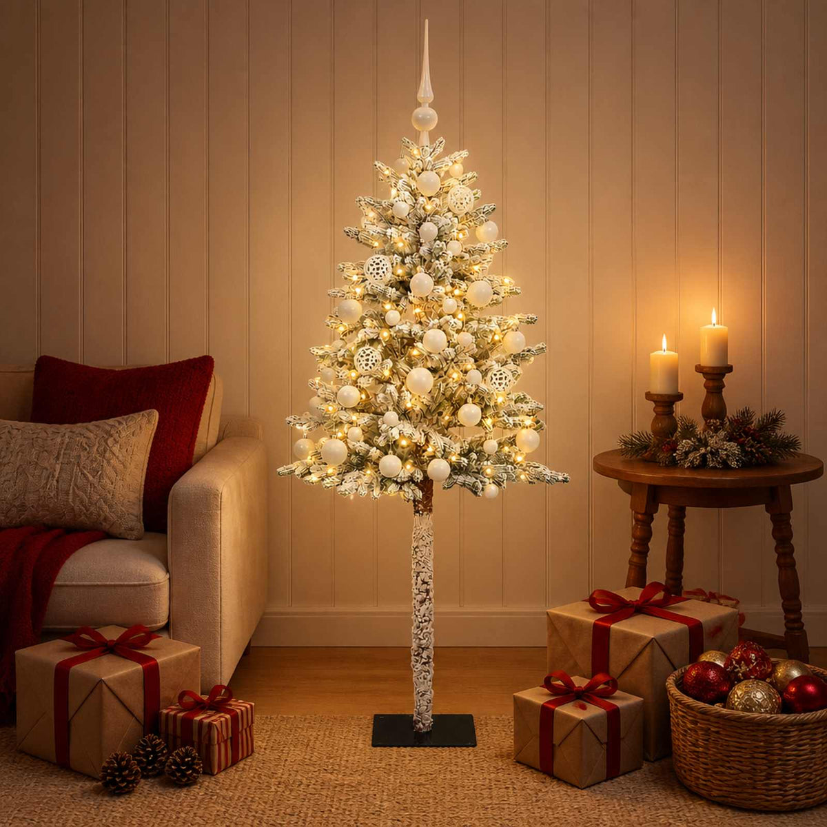 vidaXL Artificial Christmas Tree with Bauble 150 cm 150 LEDs