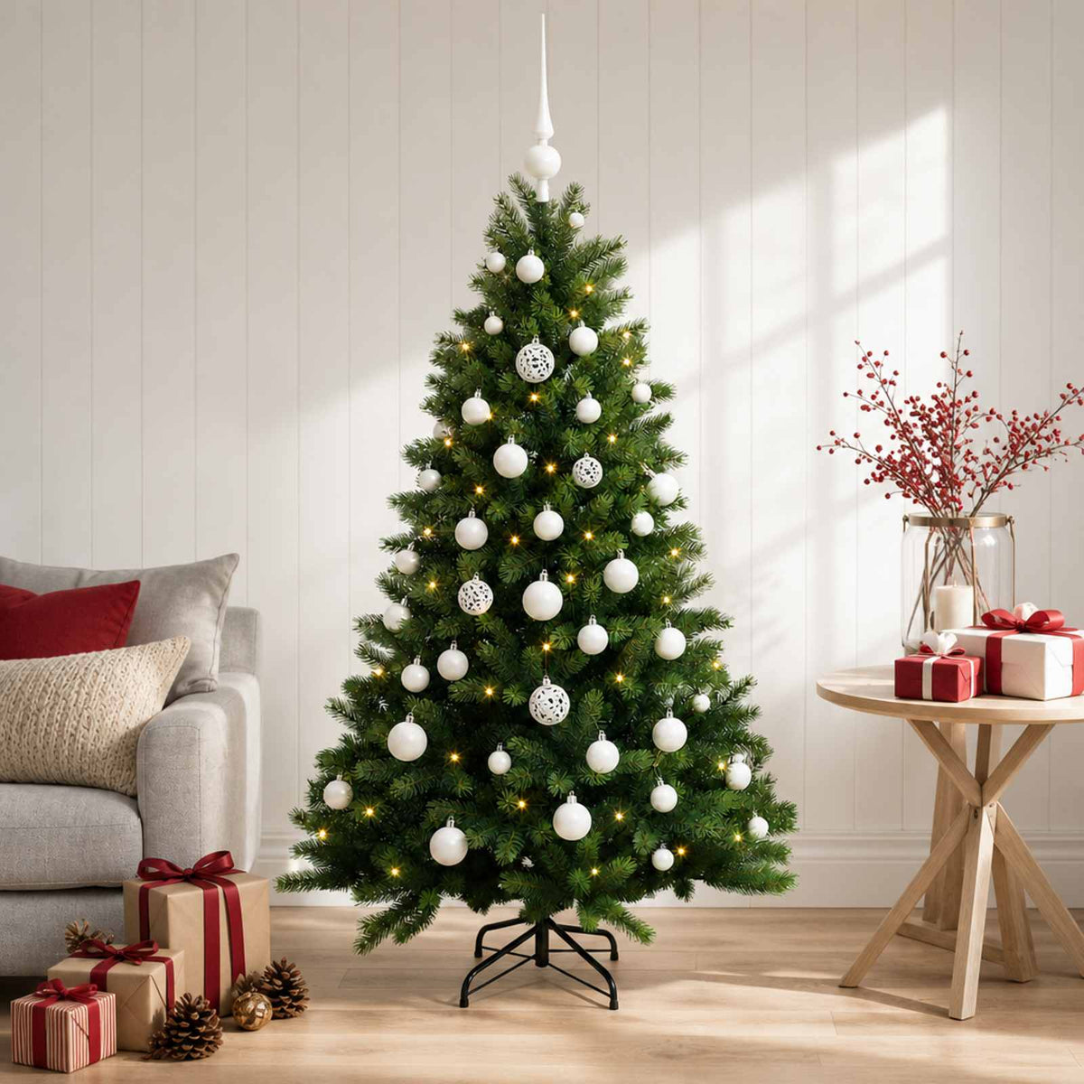 vidaXL Artificial Christmas Tree with Bauble 150 cm 150 LEDs