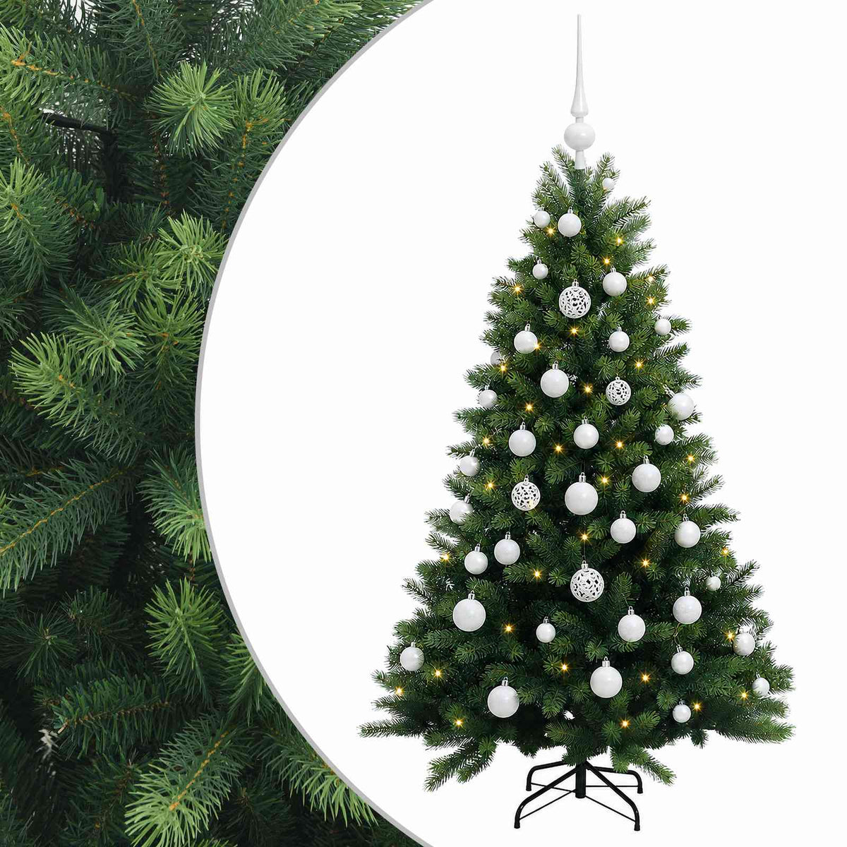 vidaXL Artificial Christmas Tree with Bauble 150 cm 150 LEDs
