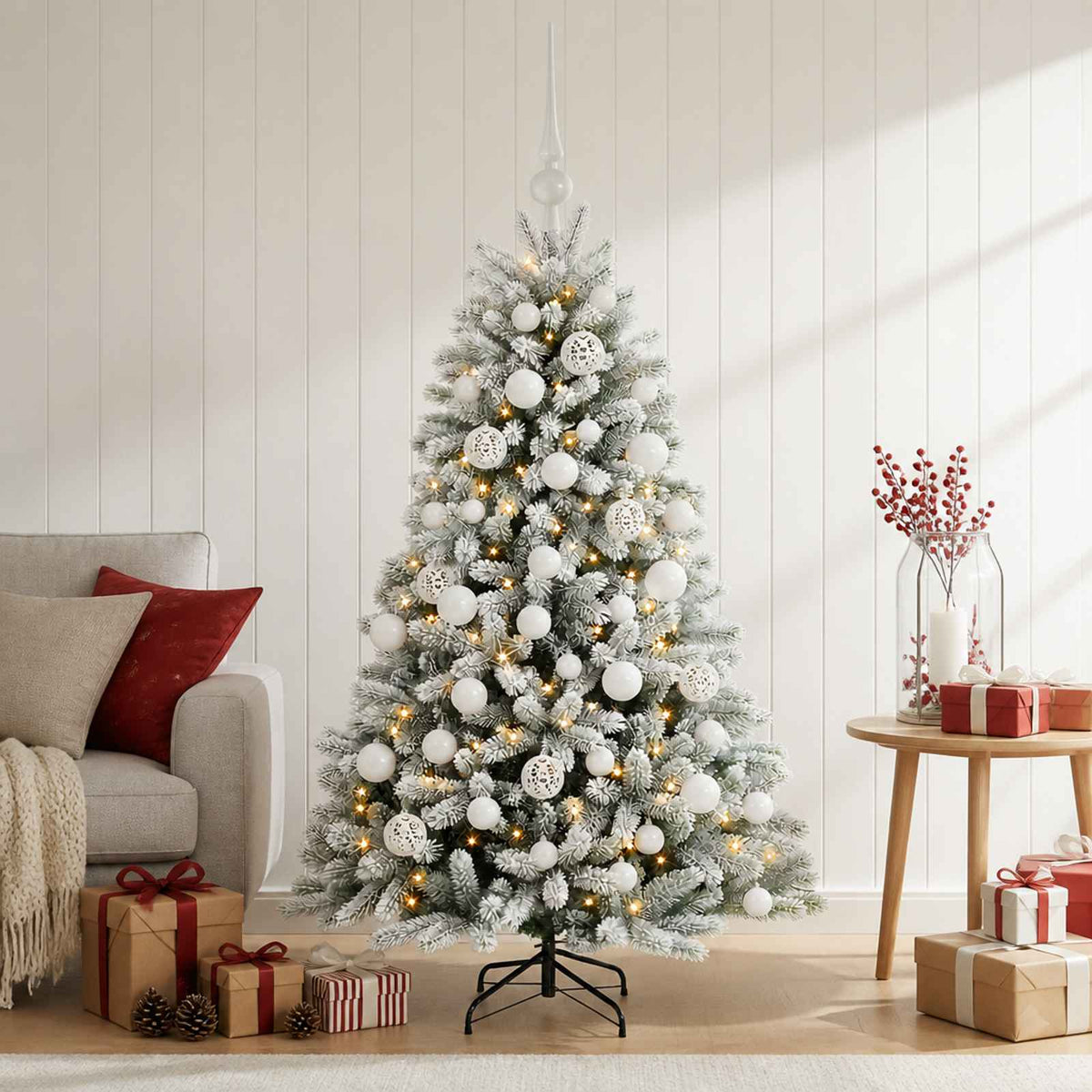 vidaXL Artificial Christmas Tree with Bauble 120 cm 150 LEDs