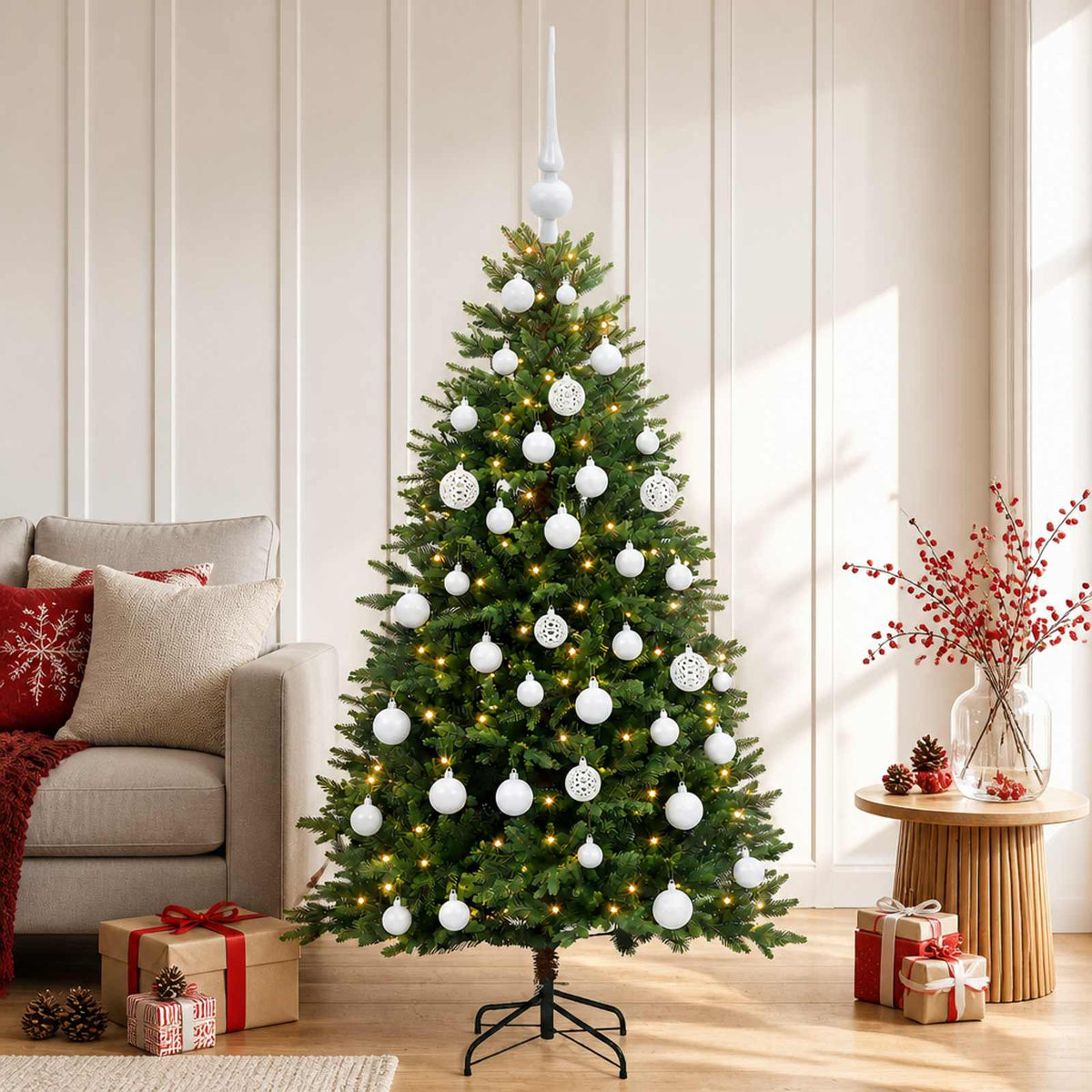 vidaXL Artificial Christmas Tree with Bauble 150 cm 150 LEDs
