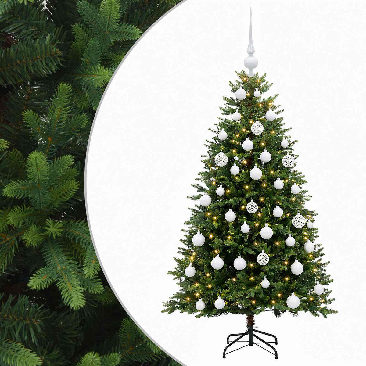 vidaXL Artificial Christmas Tree with Bauble 150 cm 150 LEDs