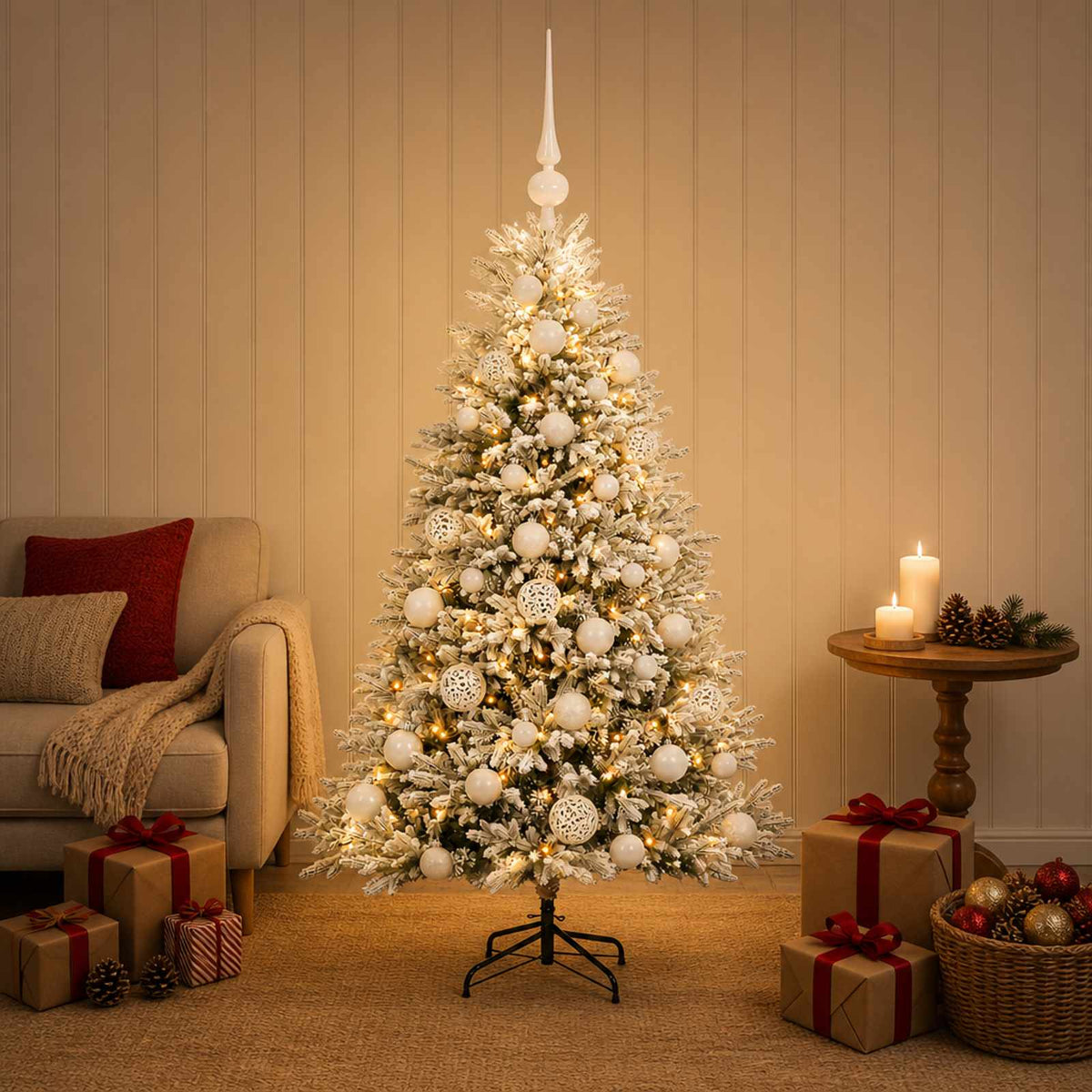 vidaXL Artificial Christmas Tree with Bauble 150 cm 150 LEDs
