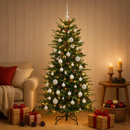 vidaXL Artificial Christmas Tree with Bauble 150 cm 150 LEDs