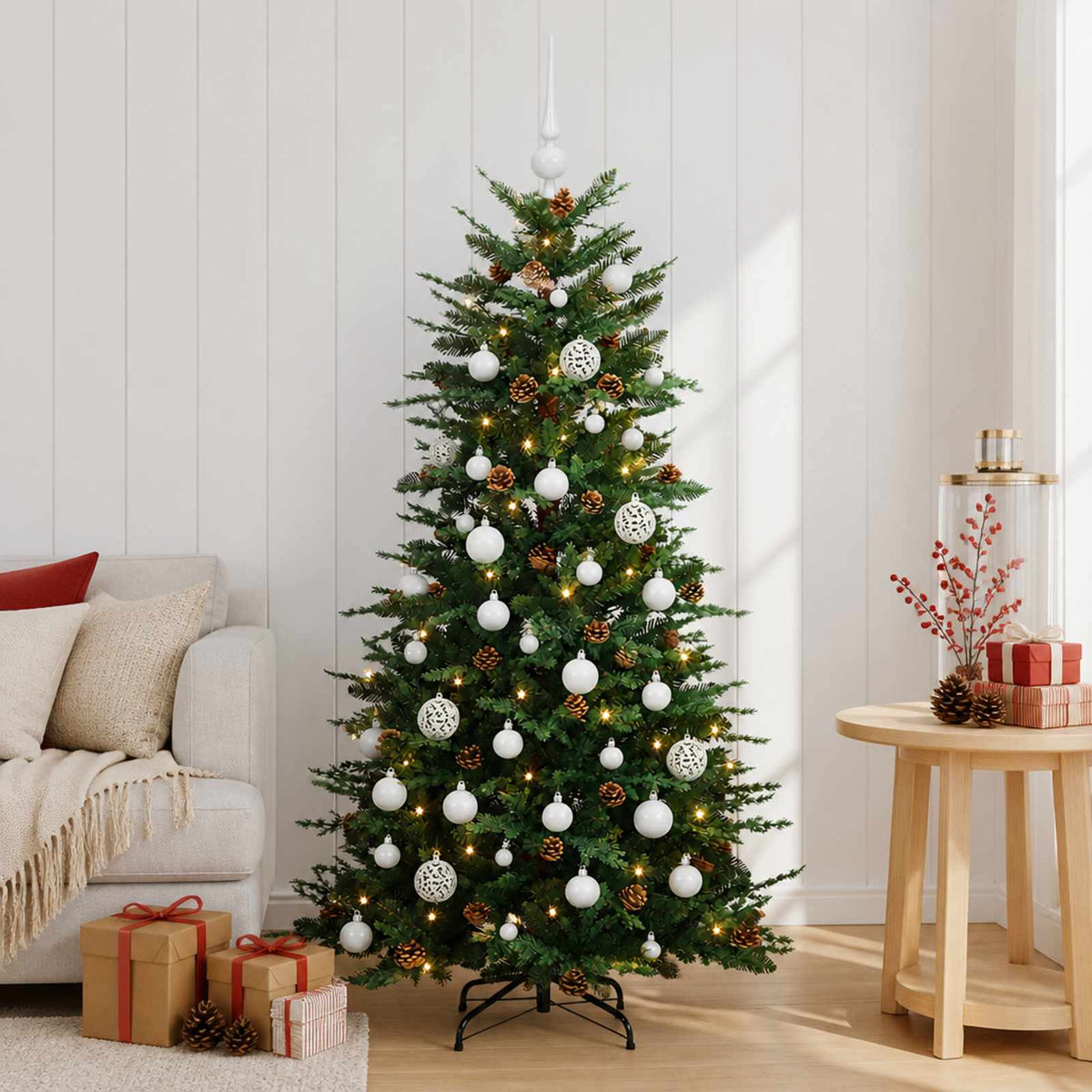 vidaXL Artificial Christmas Tree with Bauble 150 cm 150 LEDs