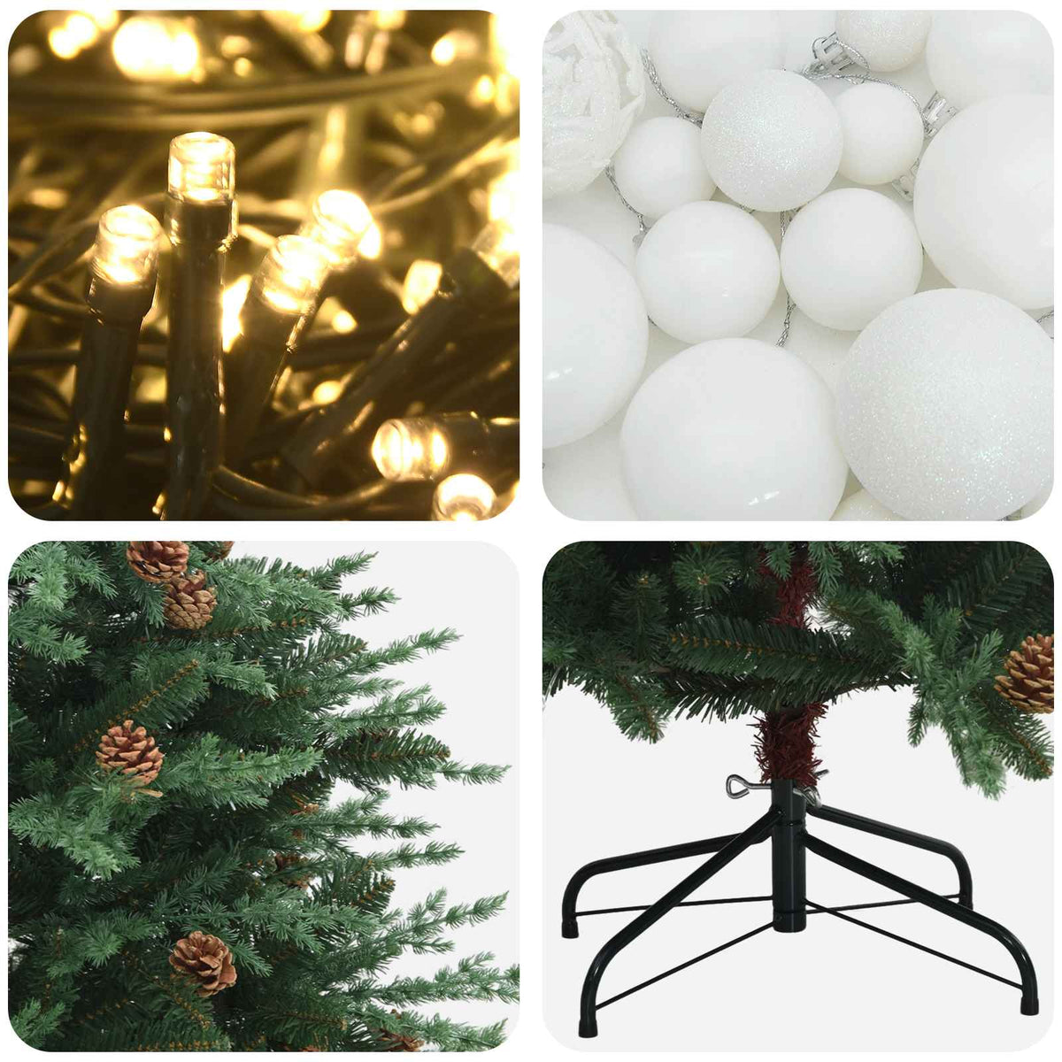 vidaXL Artificial Christmas Tree with Bauble 150 cm 150 LEDs