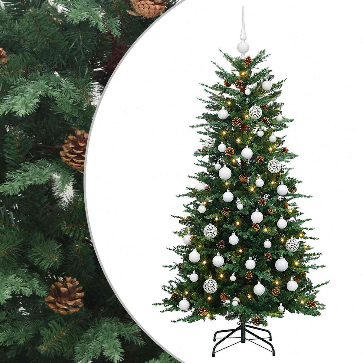 vidaXL Artificial Christmas Tree with Bauble 150 cm 150 LEDs