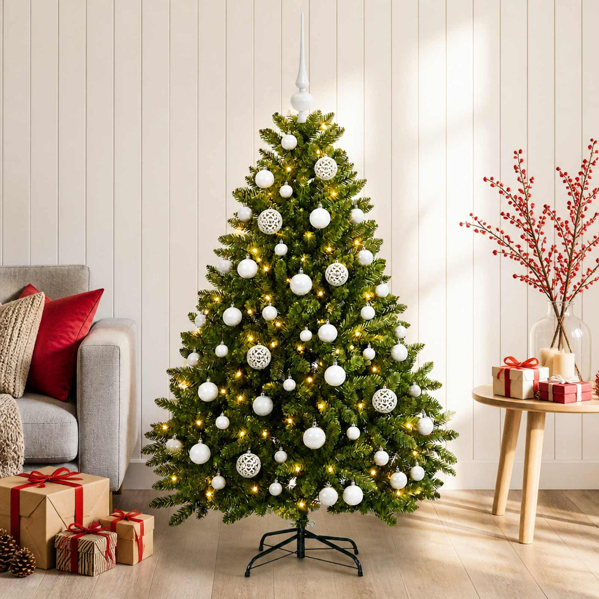 vidaXL Artificial Christmas Tree Light Green with Bauble 120 cm