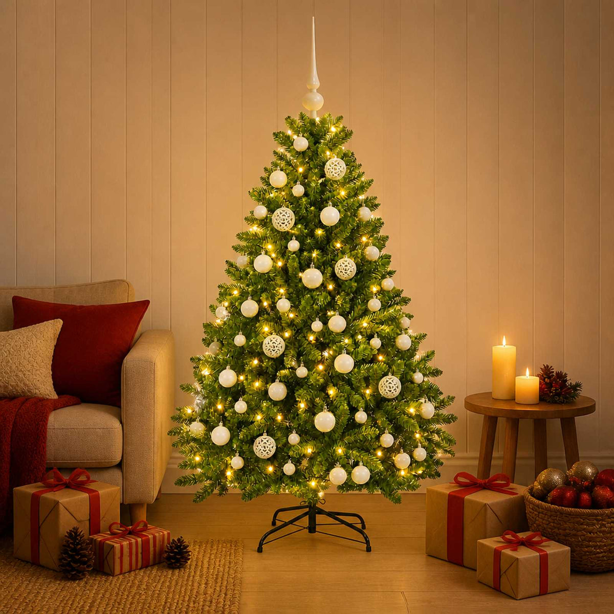 vidaXL Artificial Christmas Tree Light Green with Bauble 120 cm