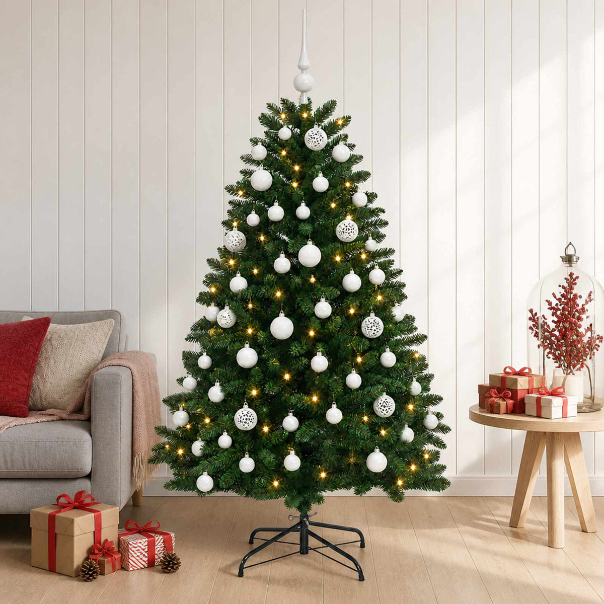 vidaXL Artificial Christmas Tree Mid-green with Ornament 150 cm