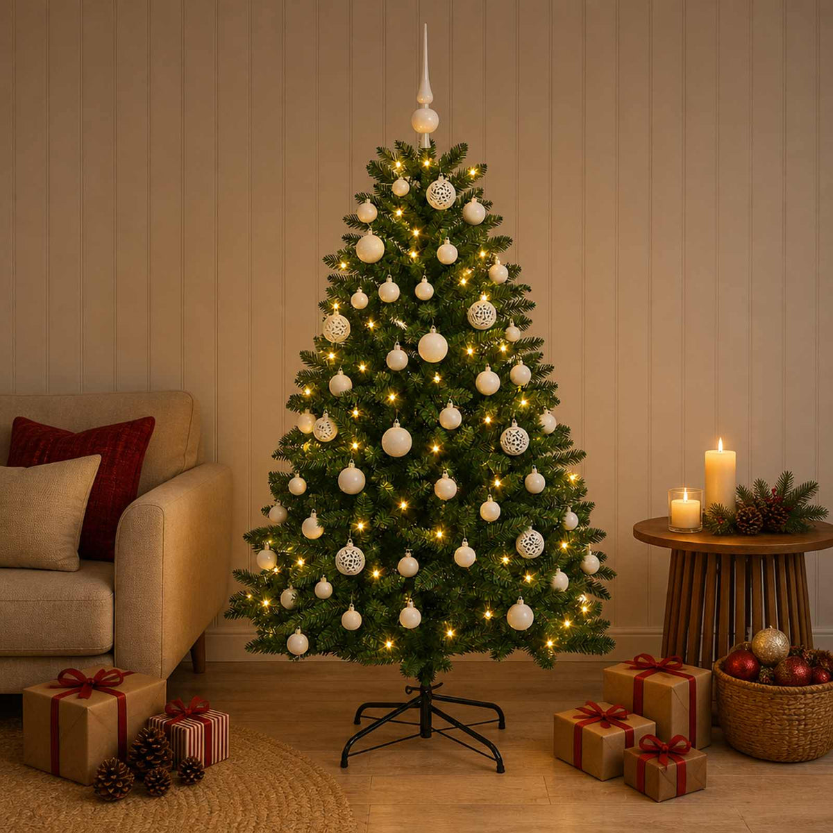 vidaXL Artificial Christmas Tree Mid-green with Ornament 150 cm