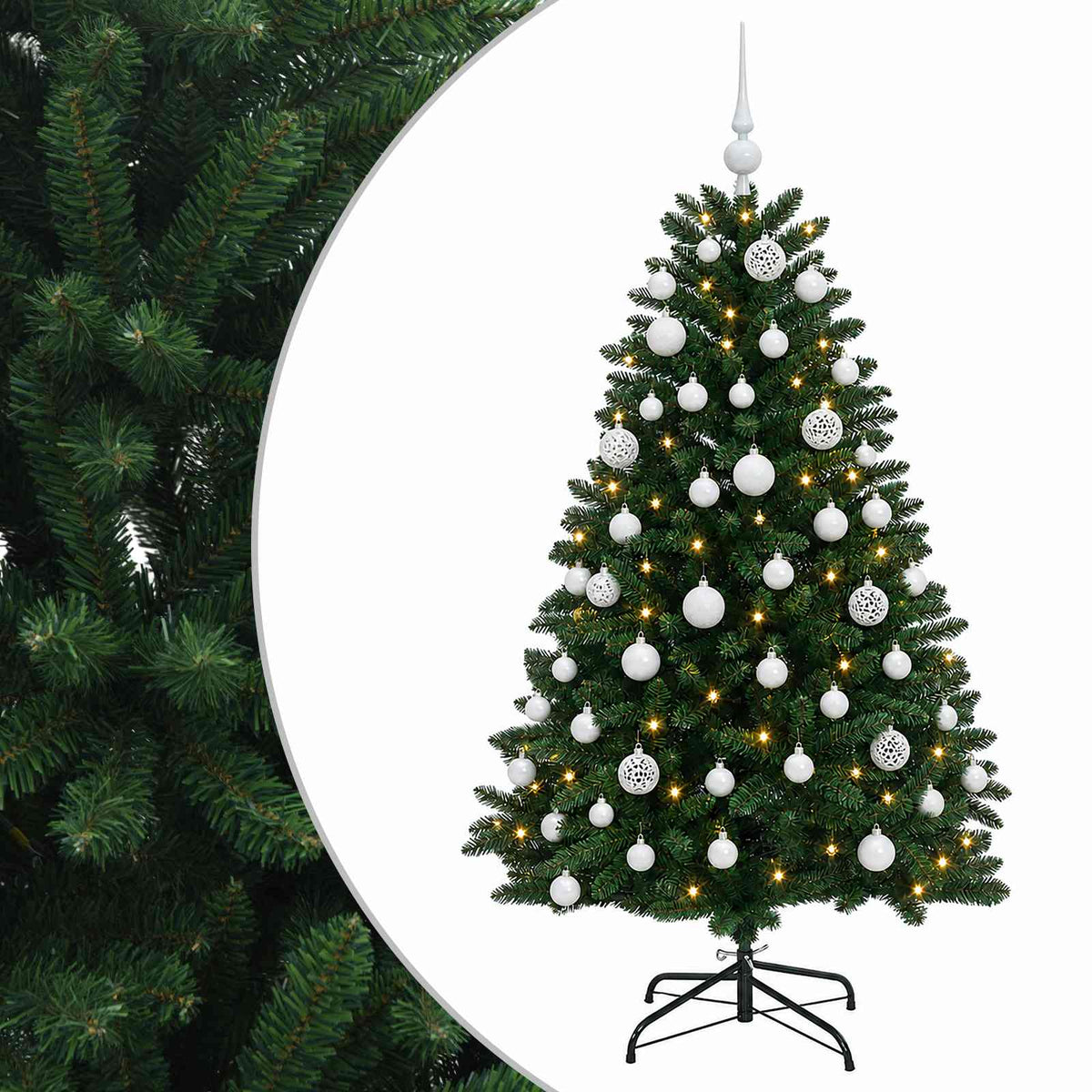 vidaXL Artificial Christmas Tree Mid-green with Ornament 150 cm