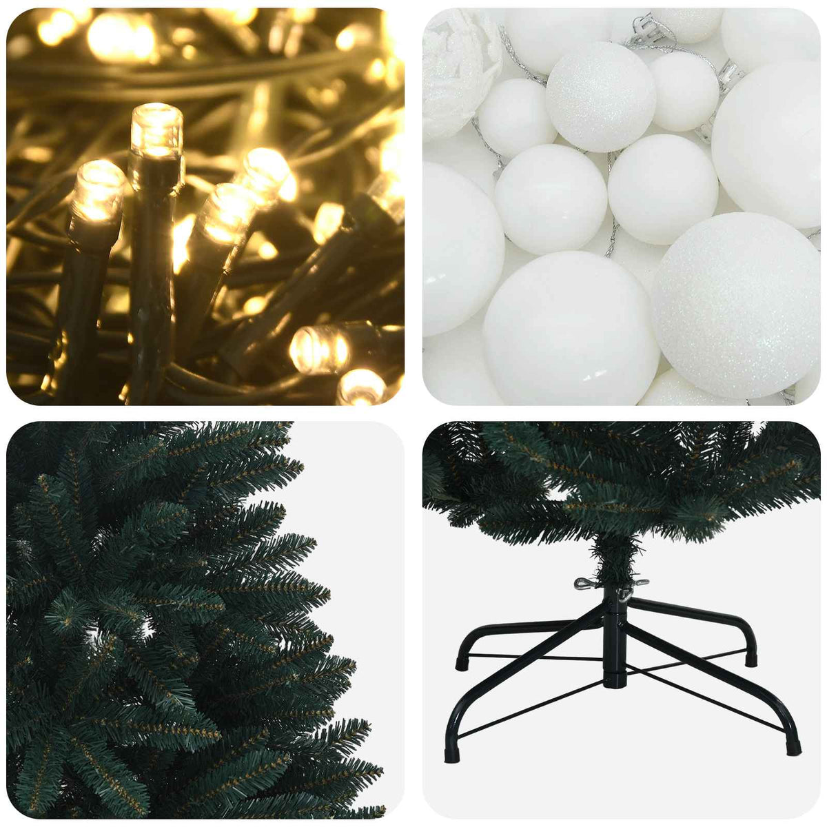 vidaXL Artificial Christmas Tree Dark Green with Baubles 120 cm