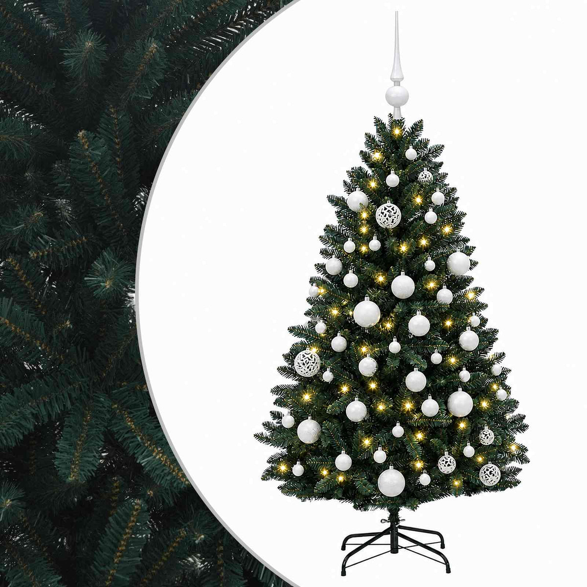 vidaXL Artificial Christmas Tree Dark Green with Baubles 120 cm