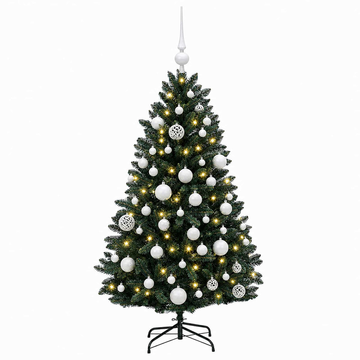 vidaXL Artificial Christmas Tree Dark Green with Baubles 120 cm