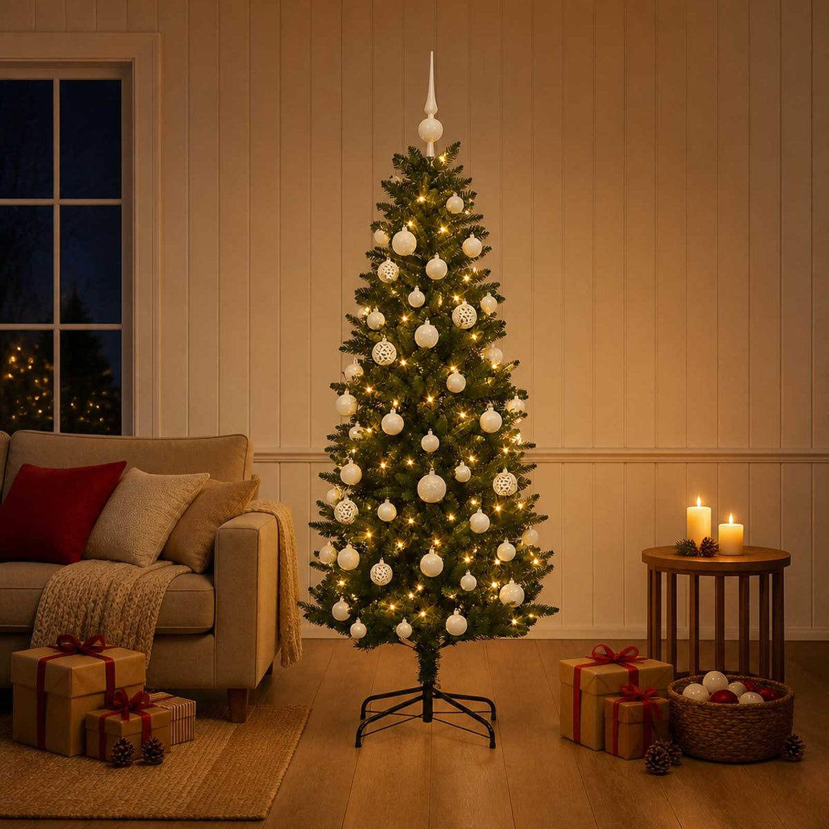 vidaXL Artificial Christmas Tree with Bauble 120 cm 150 LEDs