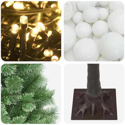 vidaXL Artificial Hinged Christmas Tree with Baubles 150 cm 150 LEDs