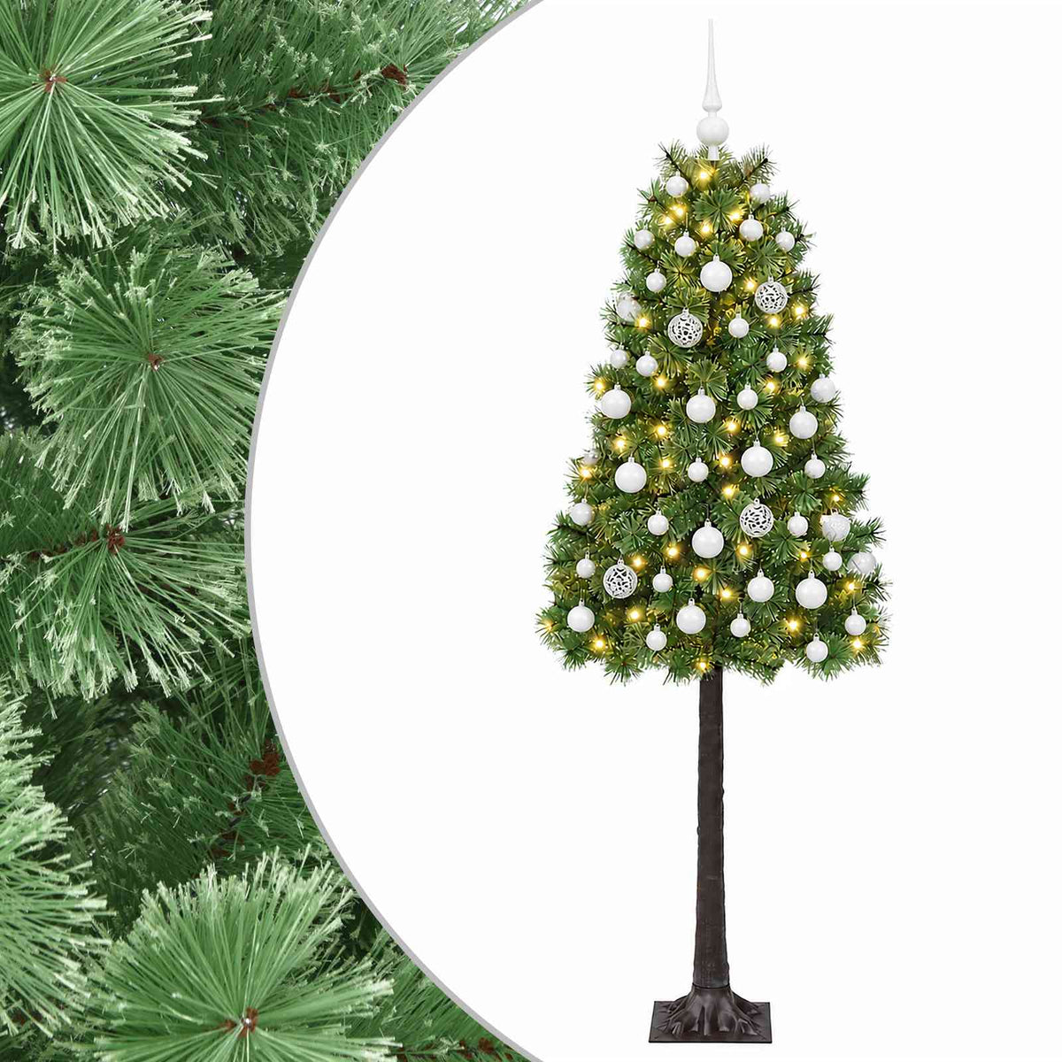 vidaXL Artificial Hinged Christmas Tree with Baubles 150 cm 150 LEDs