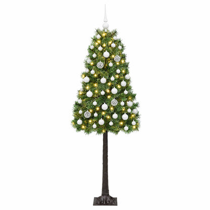 vidaXL Artificial Hinged Christmas Tree with Baubles 150 cm 150 LEDs