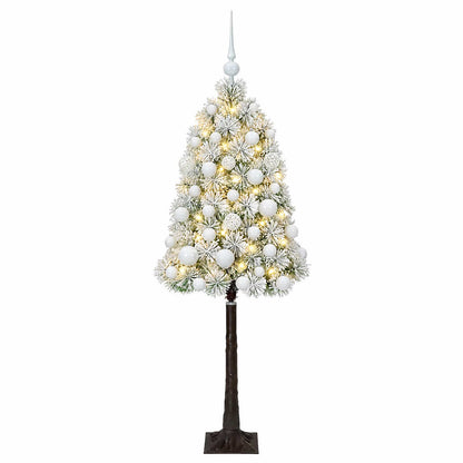 vidaXL Artificial Hinged Christmas Tree with Baubles 150 cm 150 LEDs