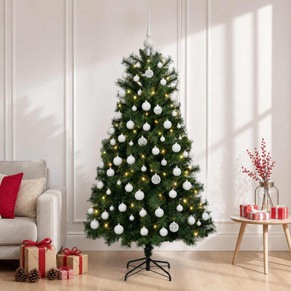 vidaXL Artificial Hinged Christmas Tree with Baubles 150 cm 150 LEDs