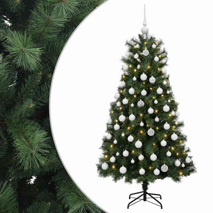 vidaXL Artificial Hinged Christmas Tree with Baubles 150 cm 150 LEDs