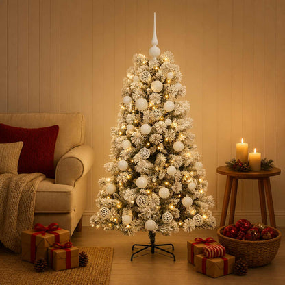 vidaXL Artificial Hinged Christmas Tree with Baubles 150 cm 150 LEDs