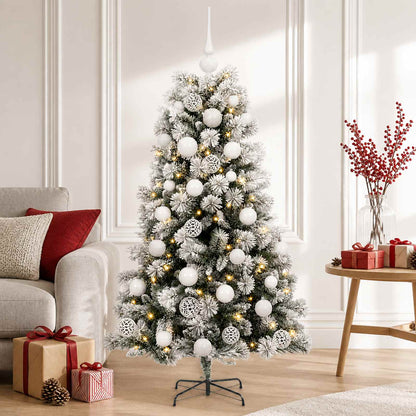 vidaXL Artificial Hinged Christmas Tree with Baubles 150 cm 150 LEDs