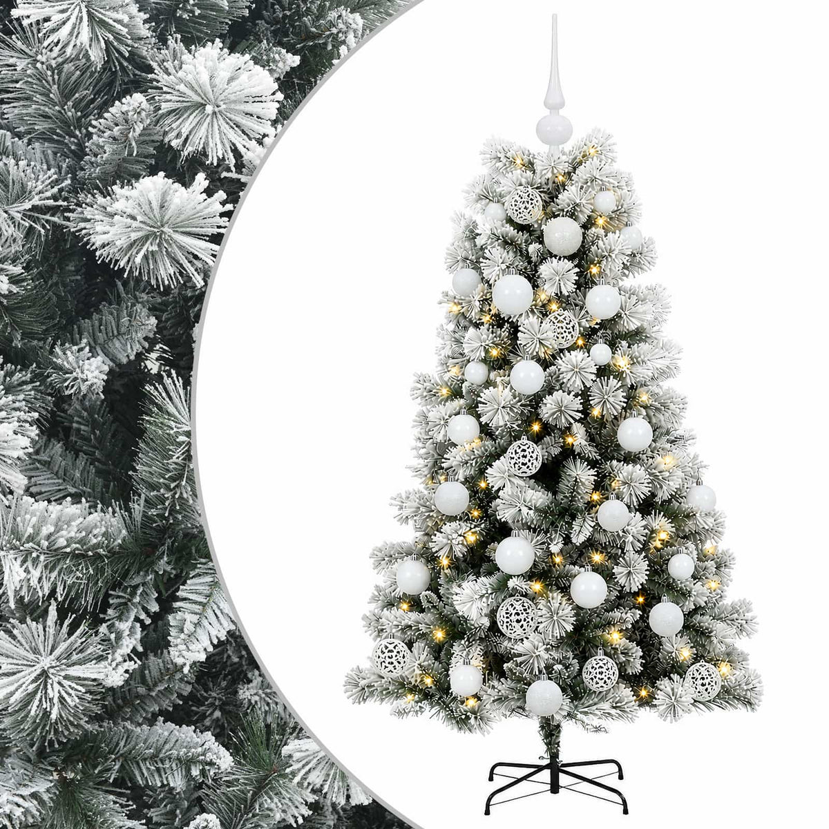 vidaXL Artificial Hinged Christmas Tree with Baubles 150 cm 150 LEDs