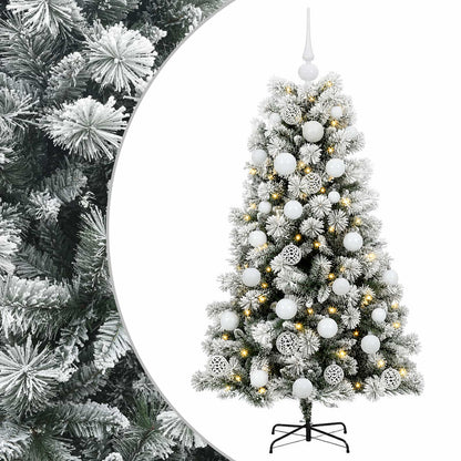 vidaXL Artificial Hinged Christmas Tree with Baubles 150 cm 150 LEDs