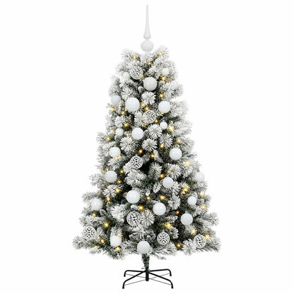 vidaXL Artificial Hinged Christmas Tree with Baubles 150 cm 150 LEDs