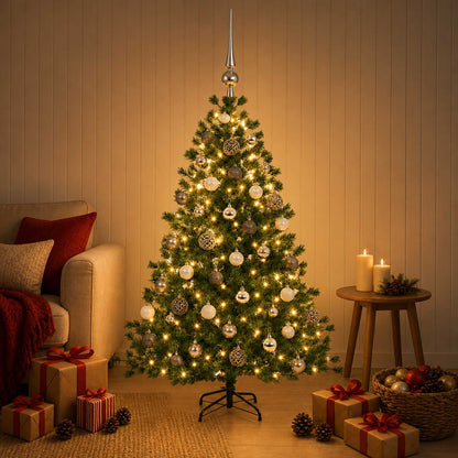 vidaXL Artificial Christmas Tree with Bauble 150 cm 150 LEDs