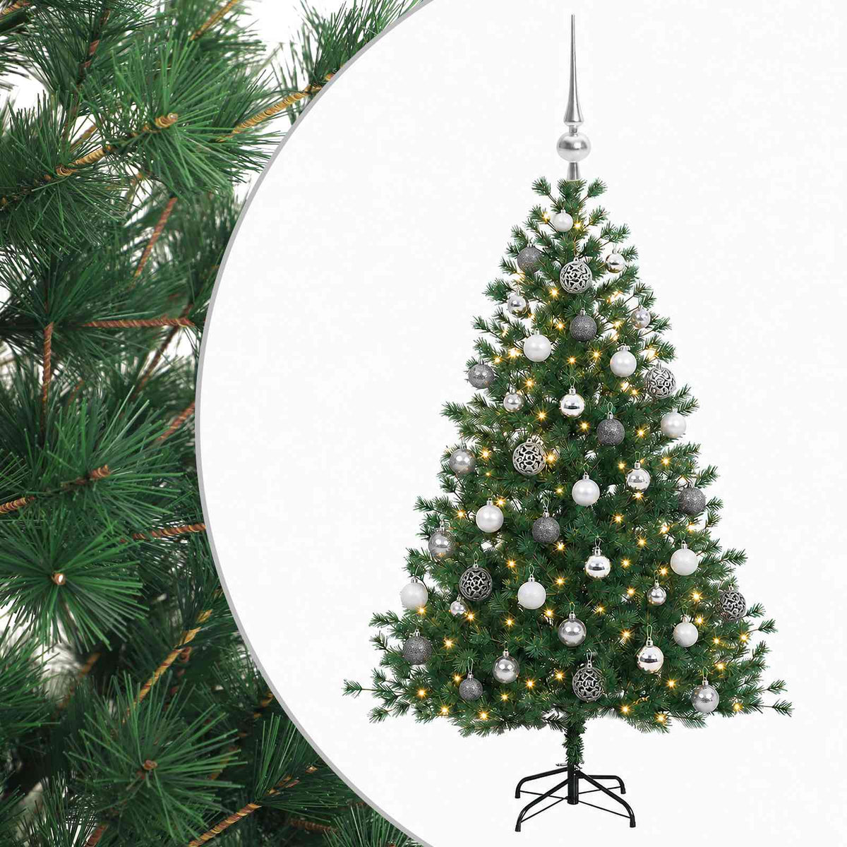 vidaXL Artificial Christmas Tree with Bauble 150 cm 150 LEDs