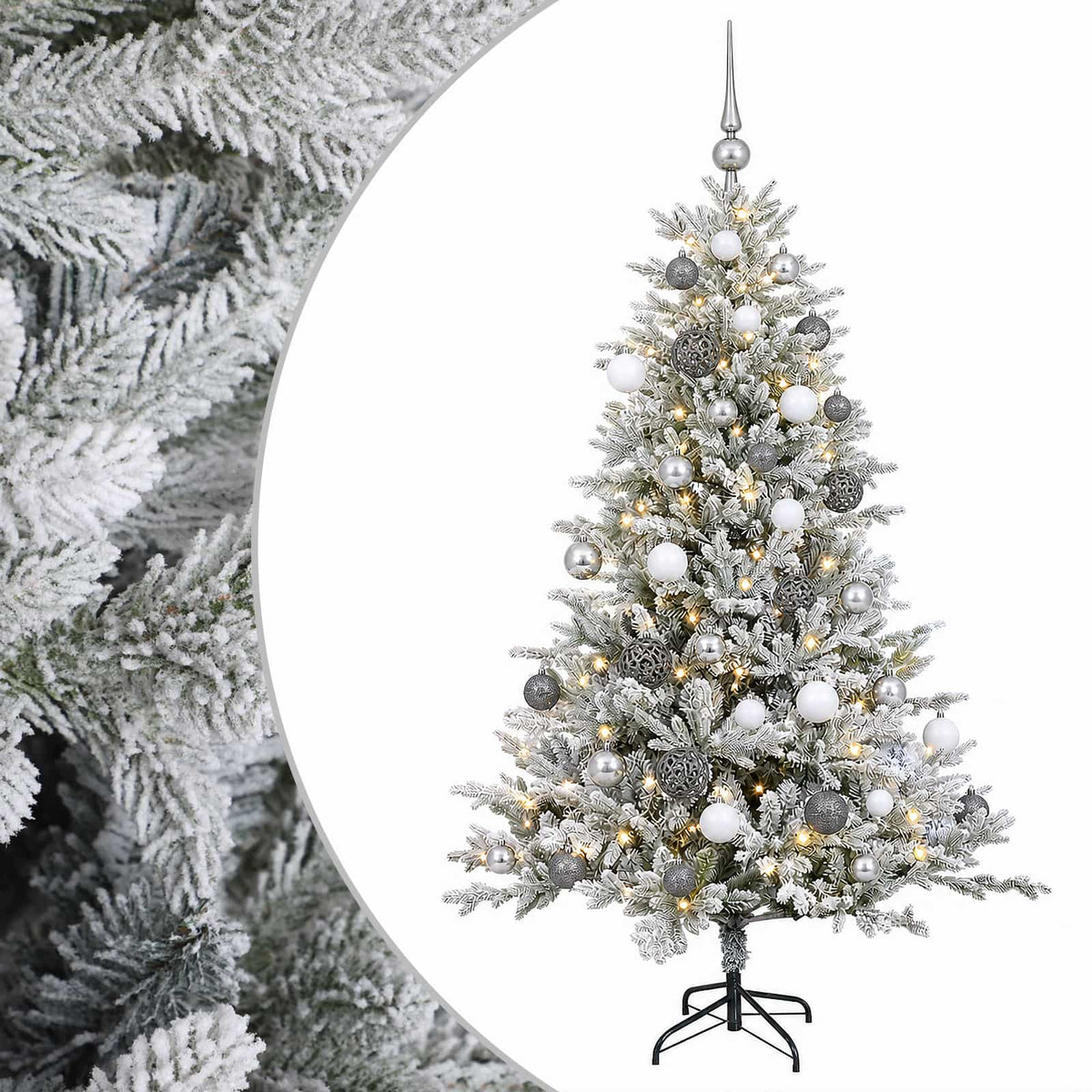 vidaXL Artificial Christmas Tree with Bauble 120 cm 150 LEDs