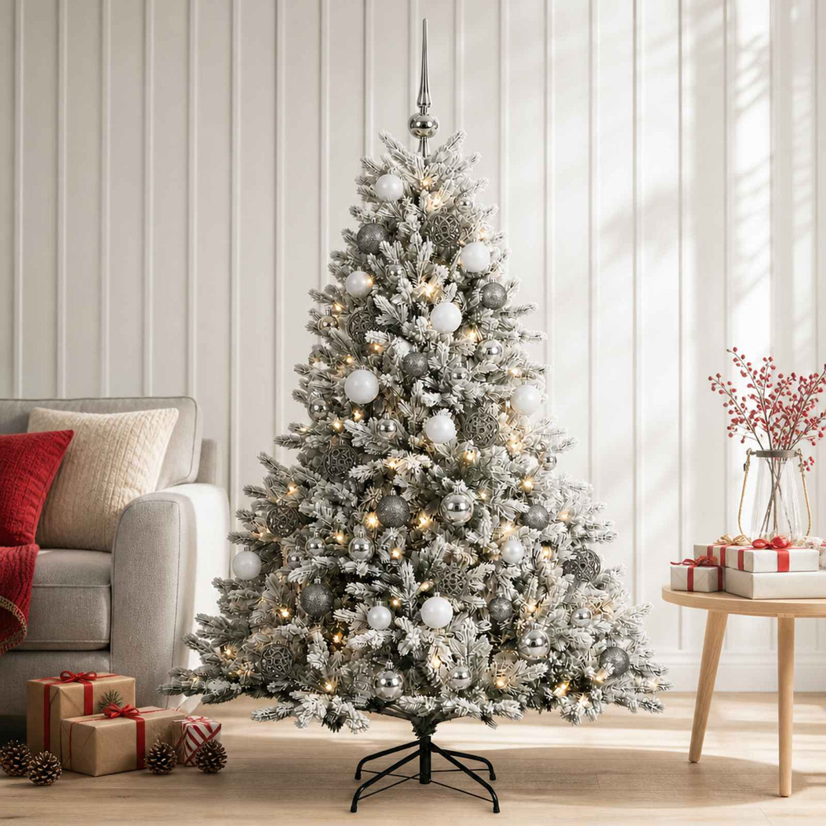 vidaXL Artificial Christmas Tree with Bauble 150 cm 150 LEDs