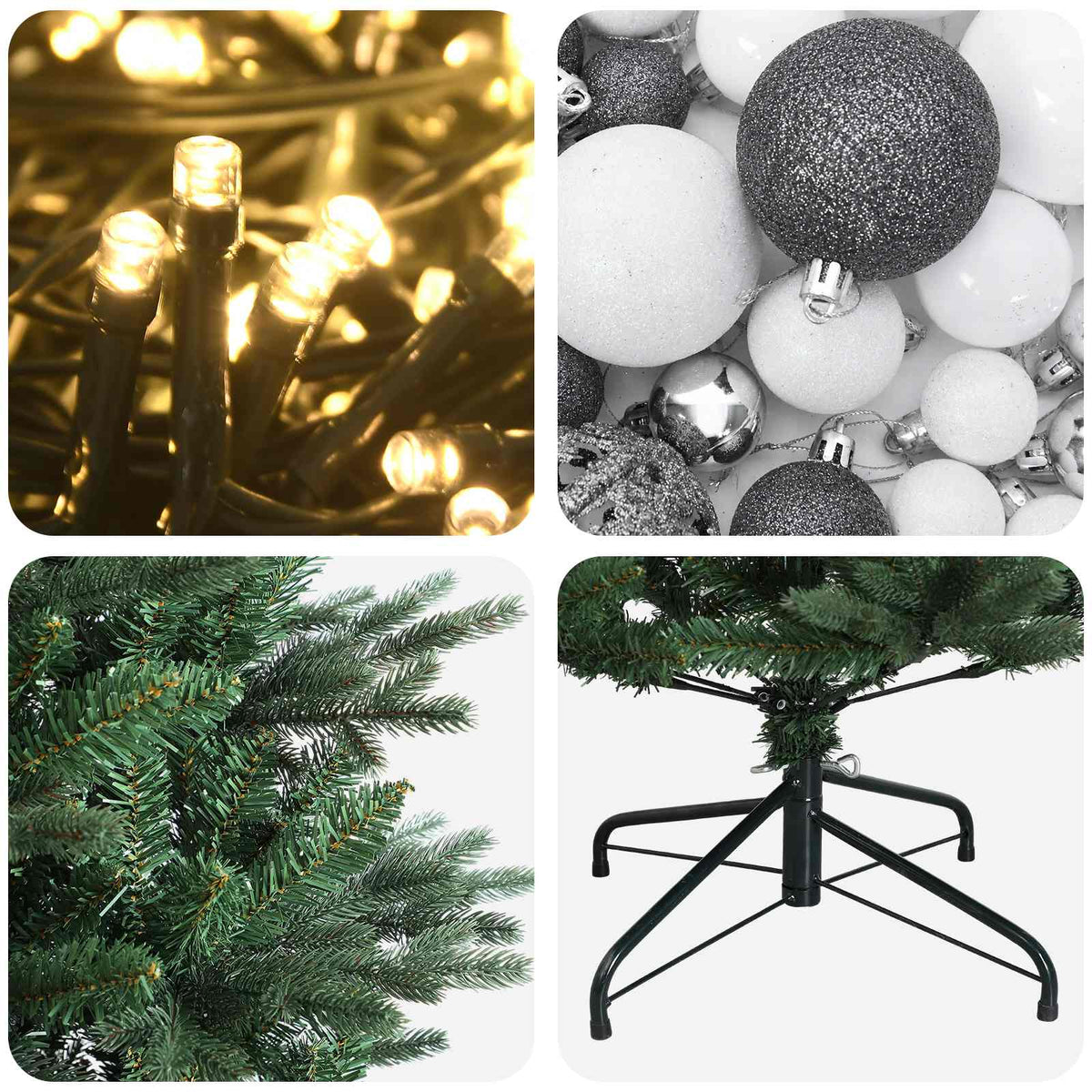 vidaXL Artificial Christmas Tree with Bauble 120 cm 150 LEDs