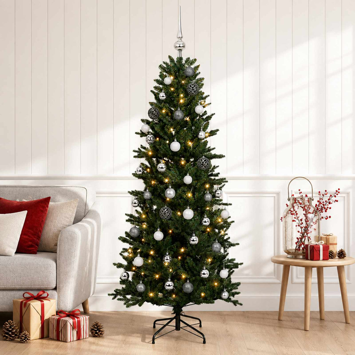 vidaXL Artificial Christmas Tree with Bauble 120 cm 150 LEDs