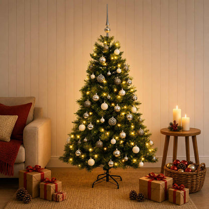 vidaXL Artificial Christmas Tree with Bauble 150 cm 150 LEDs