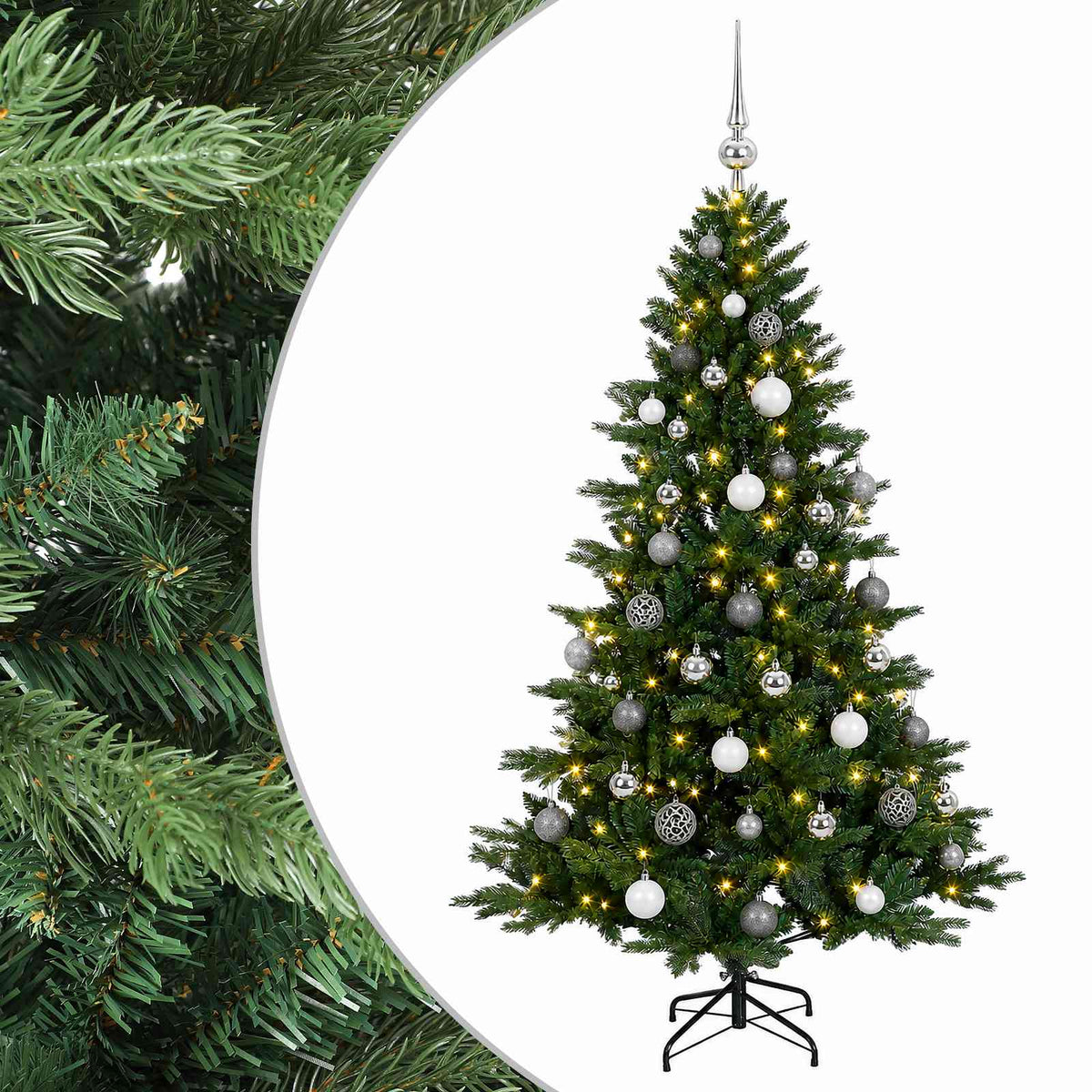 vidaXL Artificial Christmas Tree with Bauble 120 cm 150 LEDs