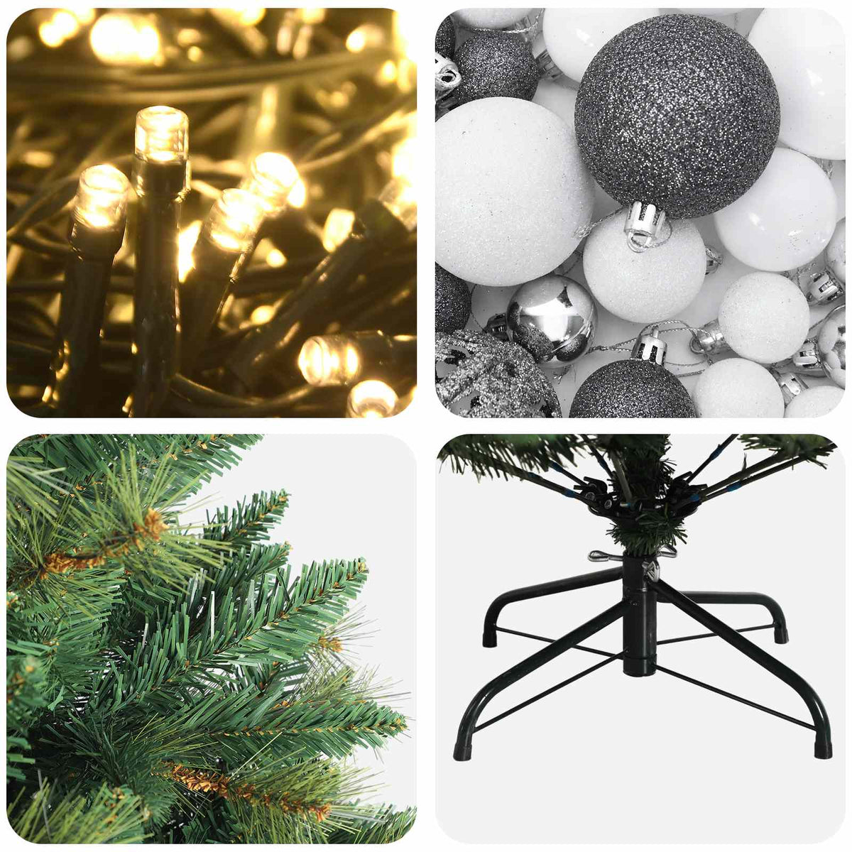 vidaXL Artificial Christmas Tree with Bauble 120 cm 150 LEDs