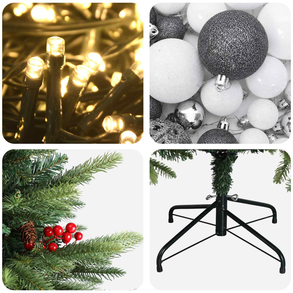 vidaXL Artificial Christmas Tree with Bauble 120 cm 150 LEDs