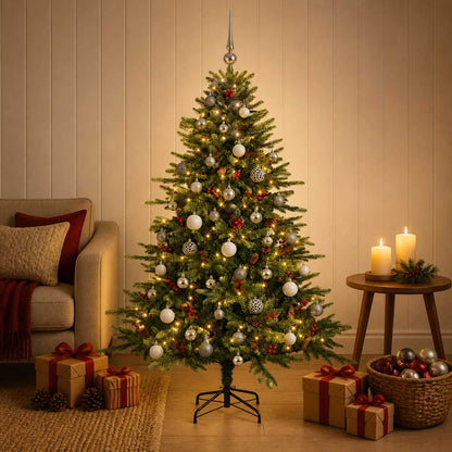 vidaXL Artificial Christmas Tree with Bauble 150 cm 150 LEDs