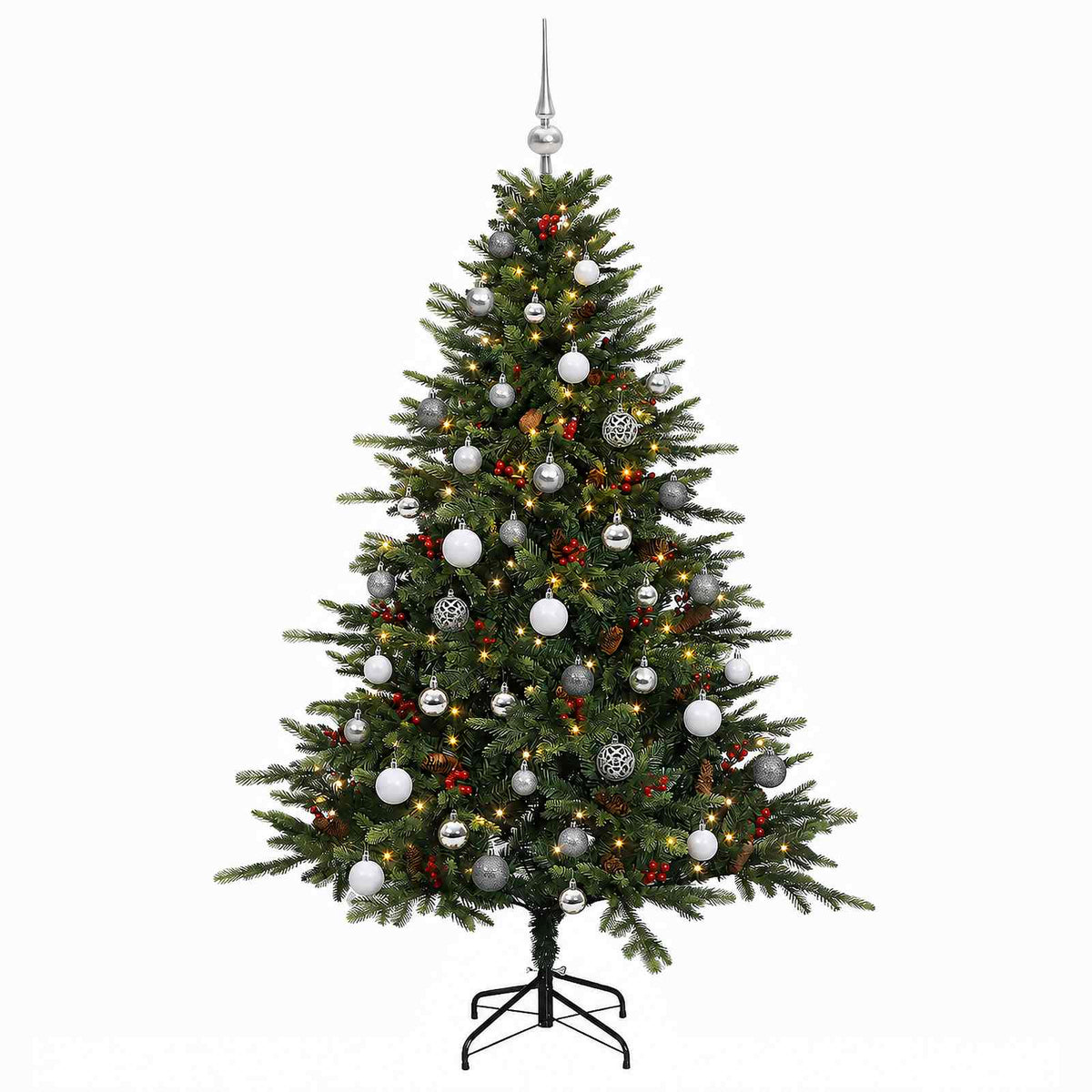 vidaXL Artificial Christmas Tree with Bauble 150 cm 150 LEDs