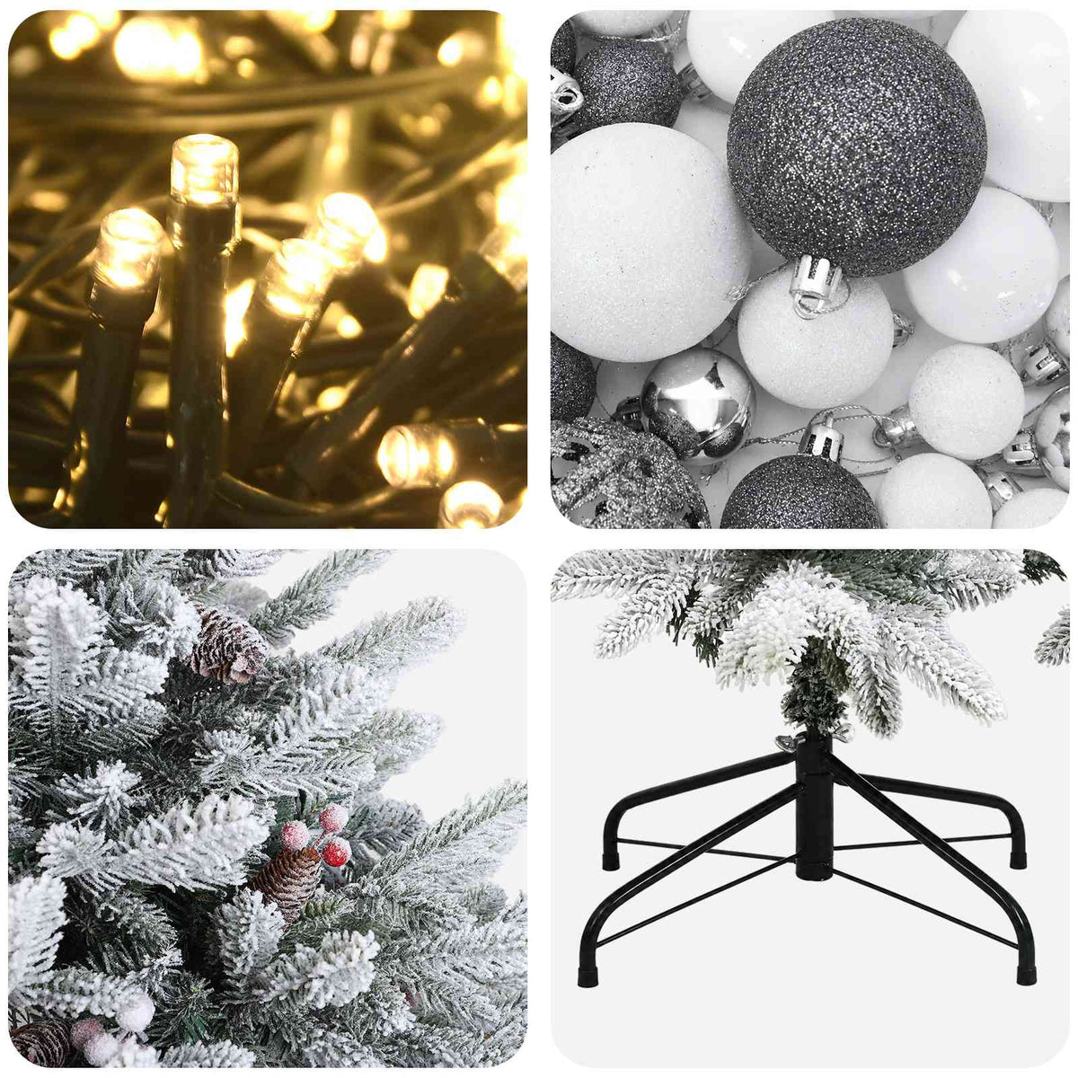 vidaXL Artificial Christmas Tree with Bauble 120 cm 150 LEDs