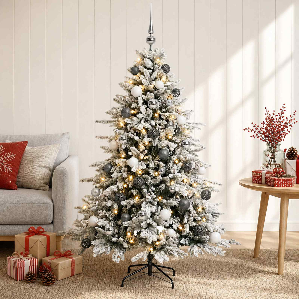 vidaXL Artificial Christmas Tree with Bauble 120 cm 150 LEDs