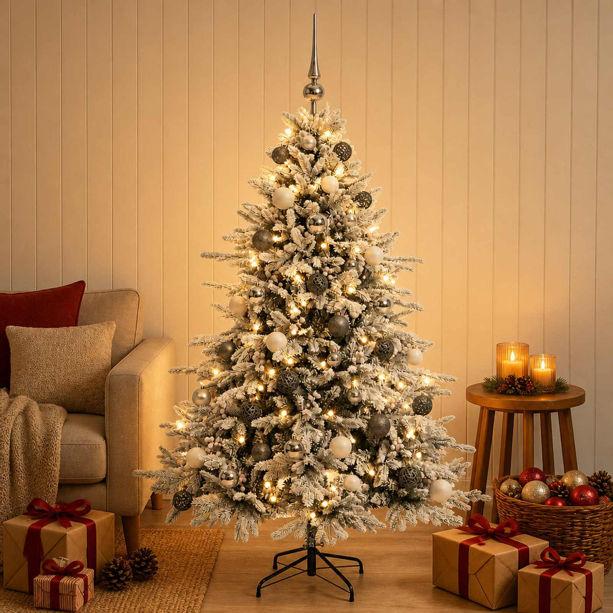 vidaXL Artificial Christmas Tree with Bauble 150 cm 150 LEDs
