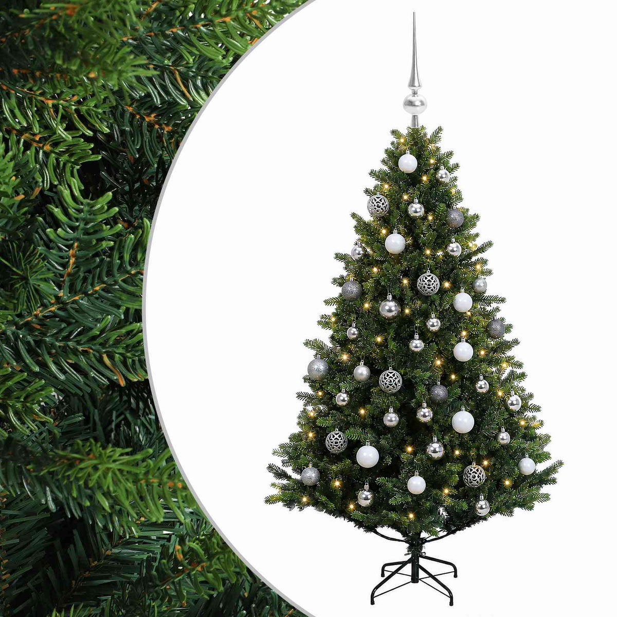 vidaXL Artificial Christmas Tree with Bauble 150 cm 150 LEDs