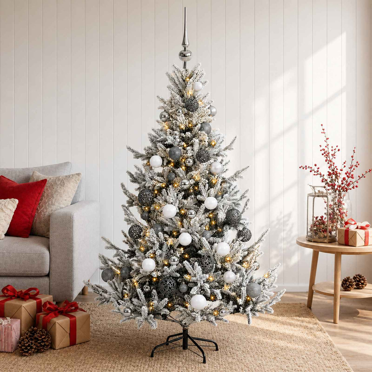 vidaXL Artificial Christmas Tree with Bauble 150 cm 150 LEDs